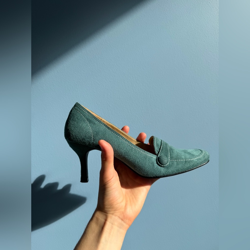 Faux Suede Heels Teal